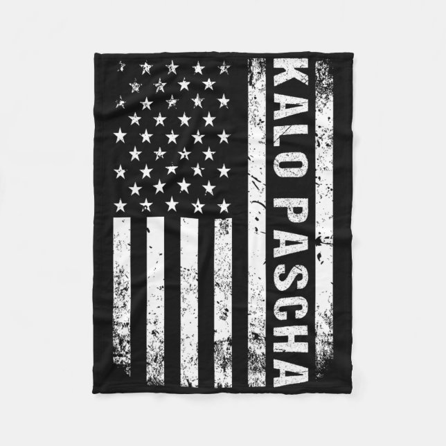 Grekiska Påsk Kalo Pascha Retro Us Flagga grekiska Fleecefilt (Framsidan)