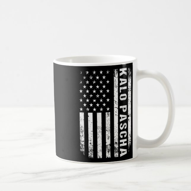 Grekiska Påsk Kalo Pascha Retro Us Flagga grekiska Kaffemugg (Höger)