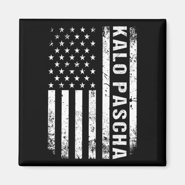 Grekiska Påsk Kalo Pascha Retro Us Flagga grekiska Magnet (Framsidan)