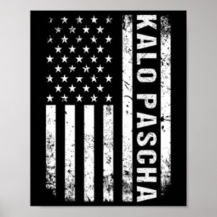 Grekiska Påsk Kalo Pascha Retro Us Flagga grekiska Poster
