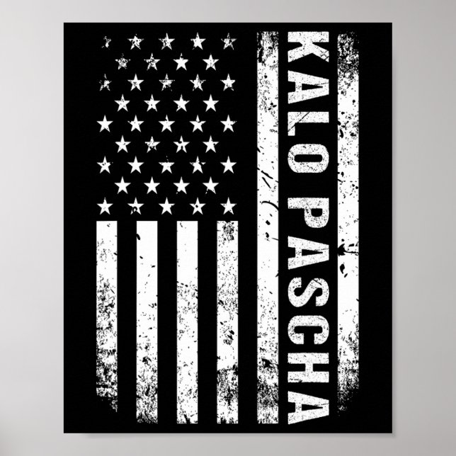 Grekiska Påsk Kalo Pascha Retro Us Flagga grekiska Poster (Framsidan)