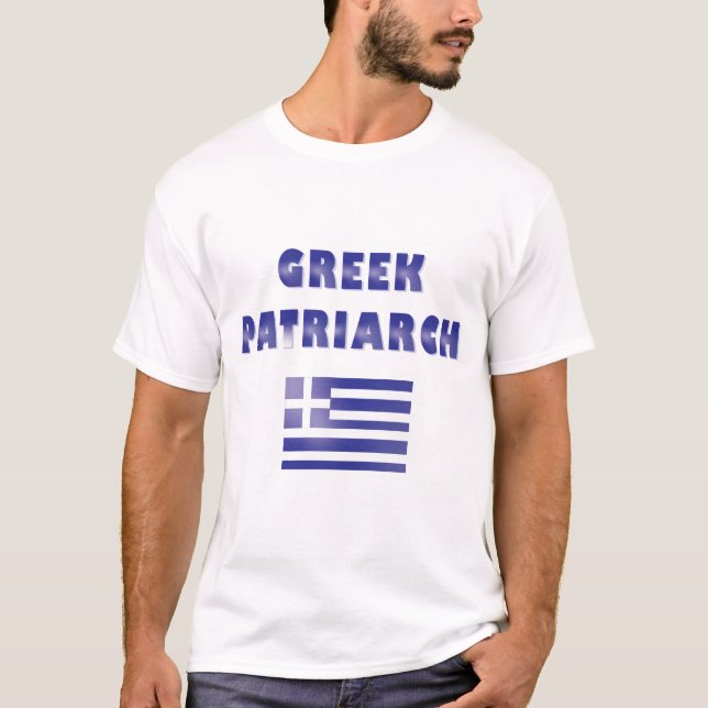 Grekiska patriarken anpassar efternamnet blått t shirt (Framsida)