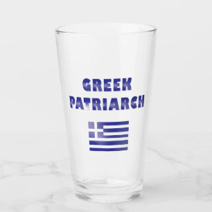 Grekiska patriarken Flagga Greece Navy Blue Glaskopp