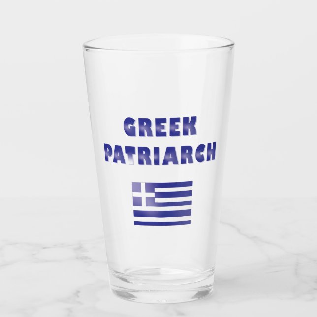 Grekiska patriarken Flagga Greece Navy Blue Glaskopp (Framsida)