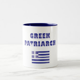 Grekiska patriarken Greece Flagga Navy Blue White Två-Tonad Mugg