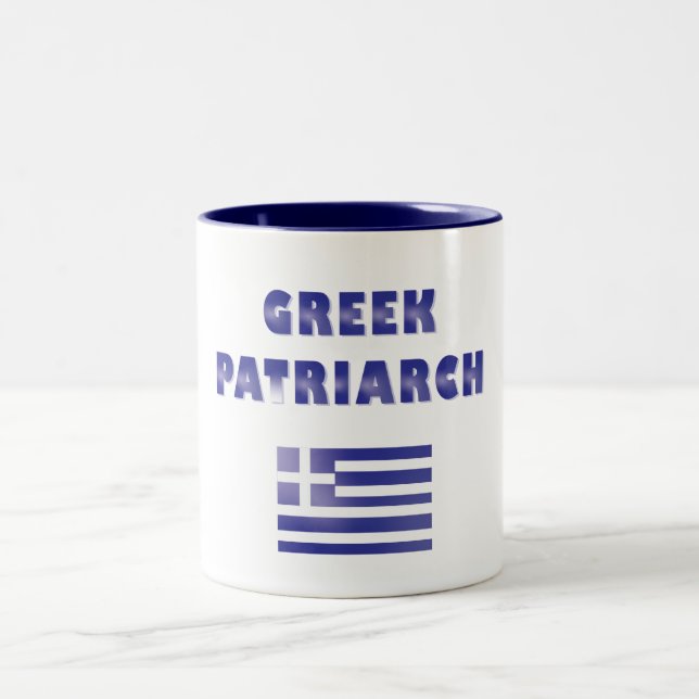 Grekiska patriarken Greece Flagga Navy Blue White Två-Tonad Mugg (Center)