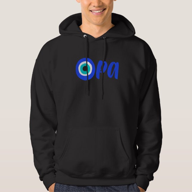 Grekiska Pridet OPA Evil Öga Hellas Greece Evil Ög Hoodie (Framsida)