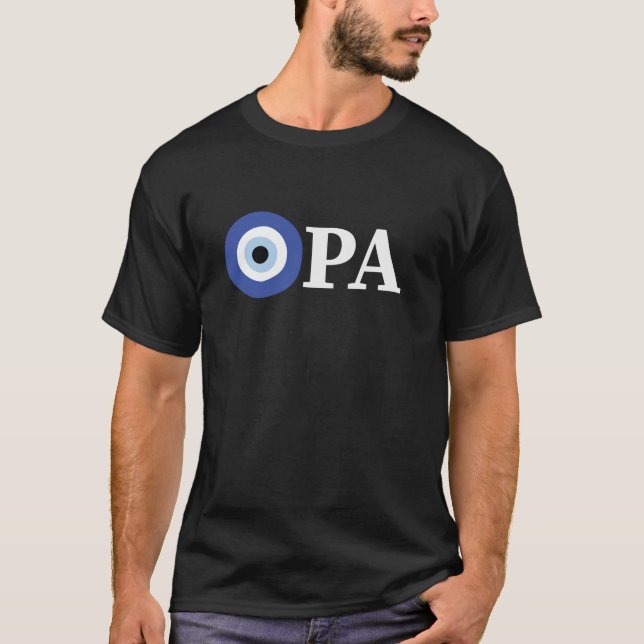 Grekiska Pridet Opa Evil Öga T Shirt (Framsida)