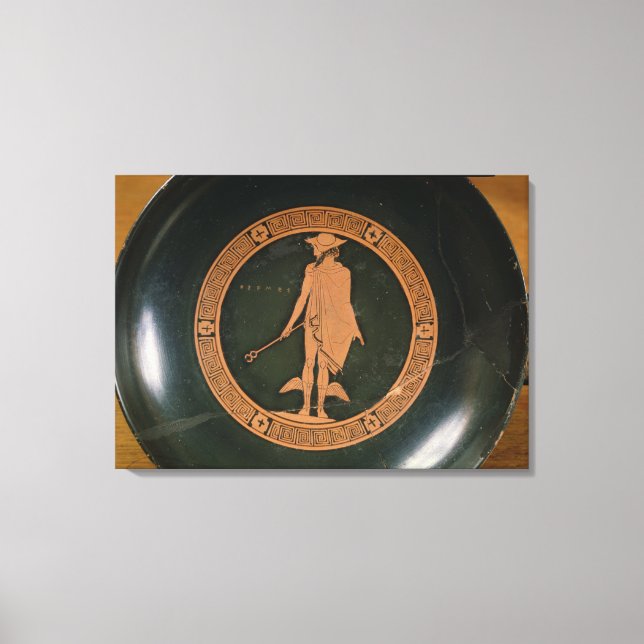 Grekiska röda figur-kopp, som skildrar guden Herme Canvastryck (Framsida)