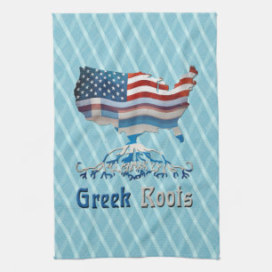 Grekiska rötter American Karta Kitchen Towel Kökshandduk