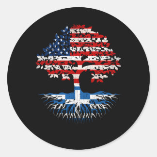 Grekiska rötter amerikanska Grenar Grekland Flagga Runt Klistermärke