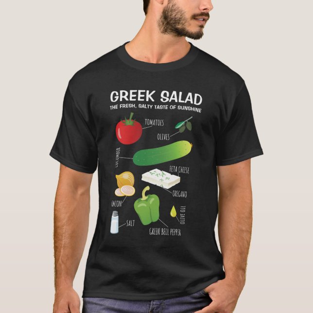 Grekiska saladingredienser - en smak av solsken t shirt (Framsida)