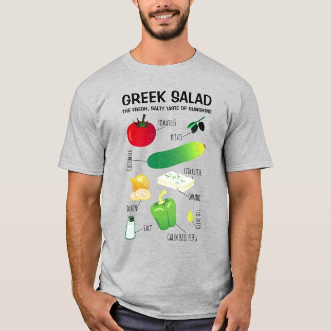 Grekiska saladingredienser - en smak av solsken t shirt (Framsida)