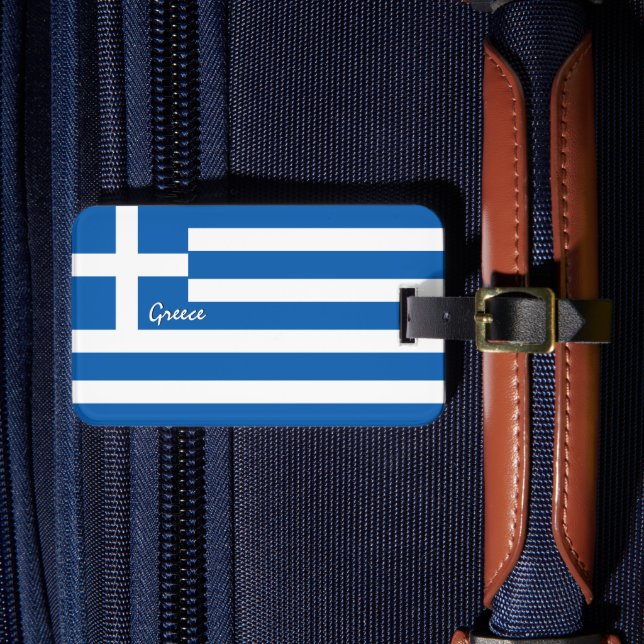 Grekiska språktagare, patriotiska grekiska Flagga Bagagebricka (Framsida Insitu 4)