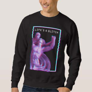 Grekiska statue Aesthetic Vaporwave Glitch Lång Ärmad Tröja