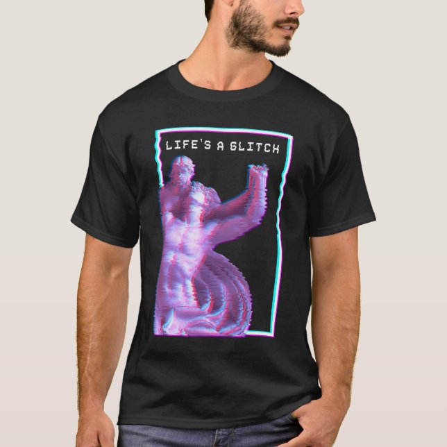 Grekiska statue Aesthetic Vaporwave Glitch T Shirt (Framsida)