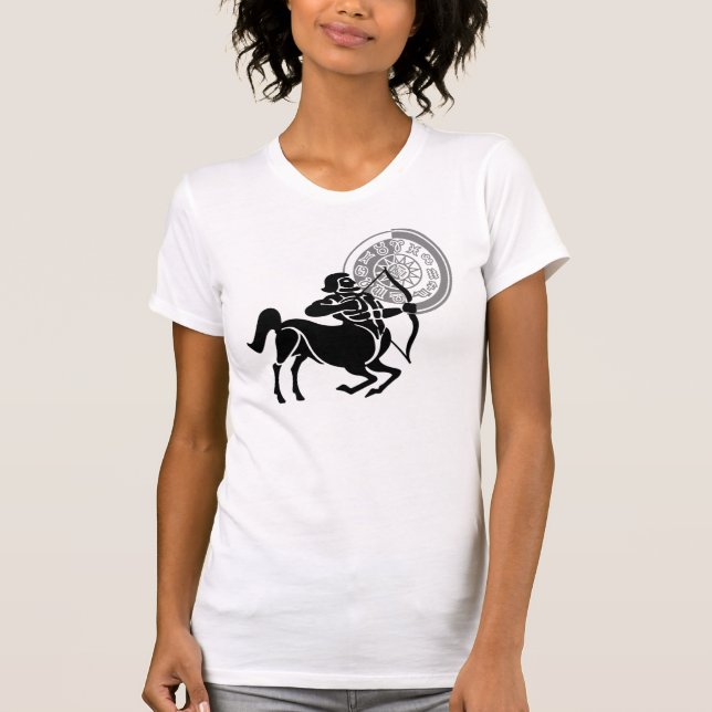 Grekiska stil Sagittarius Archer Zodiac-diagram T Shirt (Framsida)