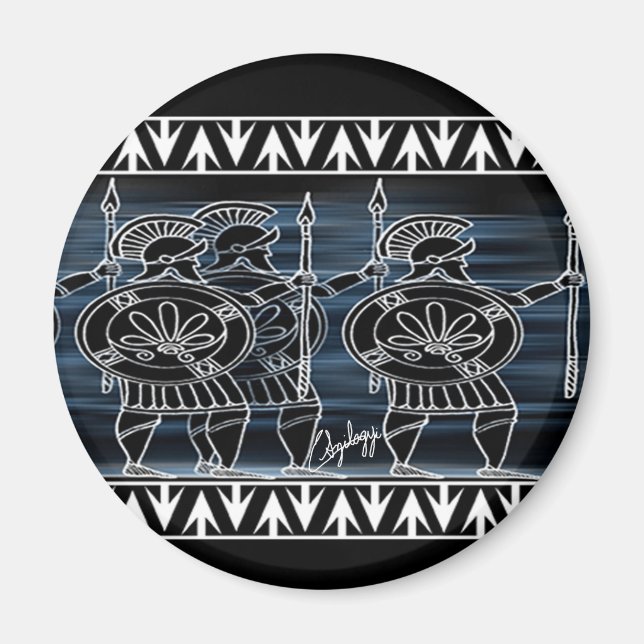 Grekiska Svarta Figur-trupper Magnet (Framsidan)