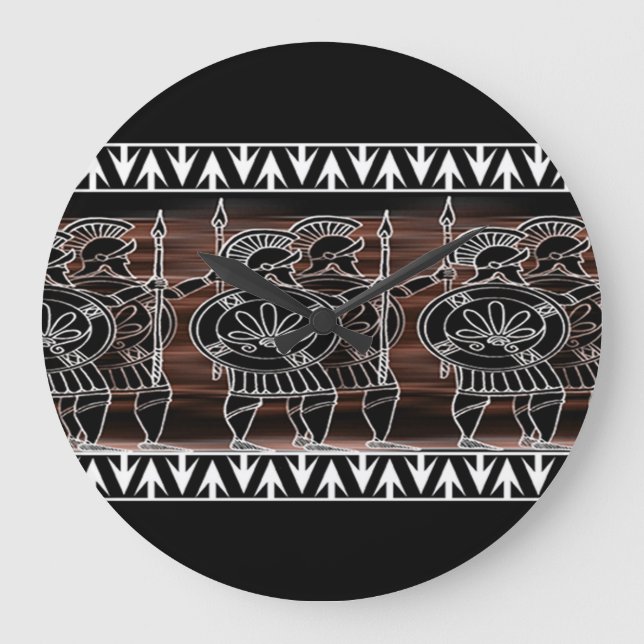 Grekiska Svarta Figur-trupper Stor Klocka (Framsida)