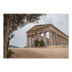 Grekiska templet i Segesta, Sicilien Fototryck