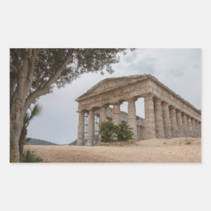 Grekiska templet i Segesta, Sicilien Rektangulärt Klistermärke