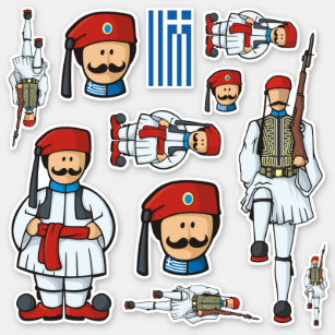 Grekiska Tsolias-etikettuppsättning Klistermärken