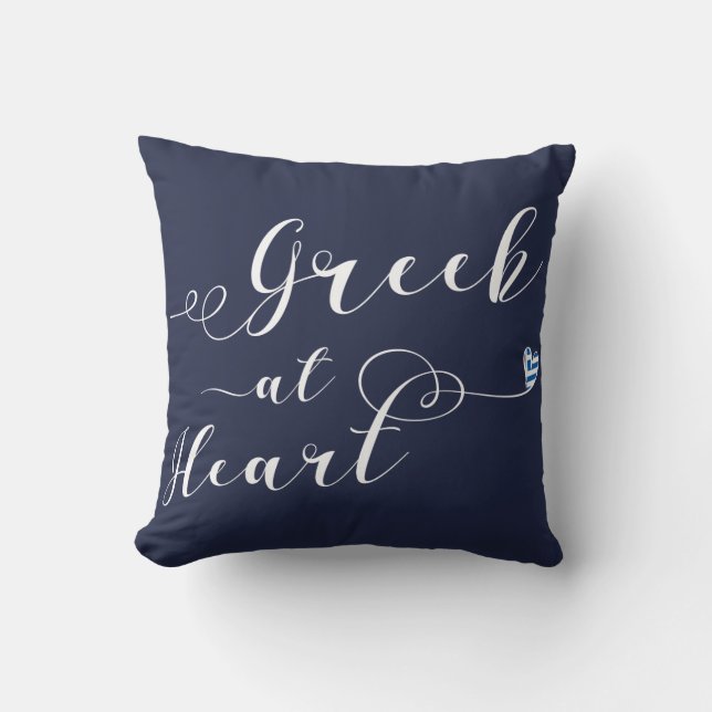Grekiska vid hjärta Throw Cushion, Grekland Kudde (Framsida)