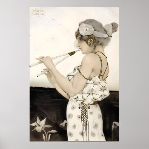Grekiska Virgins av Raphael Kirchner Art nouveau Poster