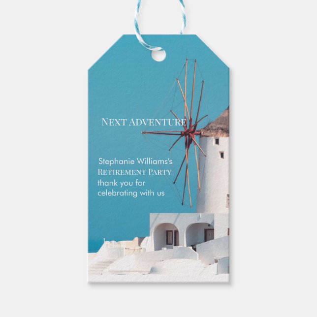 Grekiska vitblått Pension-Party Presentetikett (Framsidan)