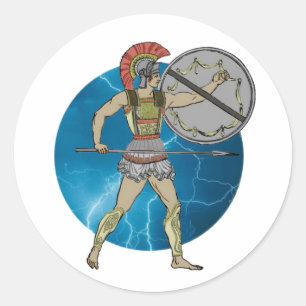 Grekiska Warrior Runt Klistermärke