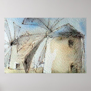 Grekiska Windmills Poster