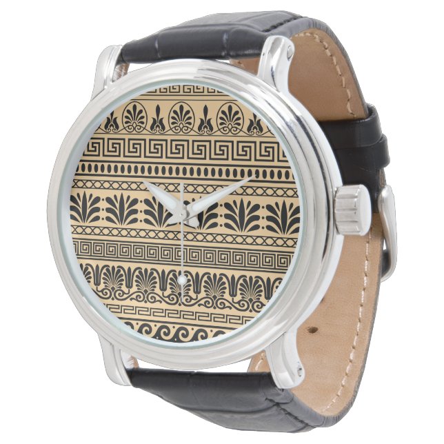 Grekiskt band, Medelhavsmönster, Brun Armbandsur (Vinklad)