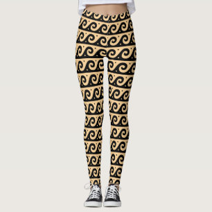 Grekiskt band, Medelhavsvågmönster, Brun Leggings