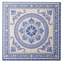 Grekiskt blomster-medaljong – dekorativ keramisk p