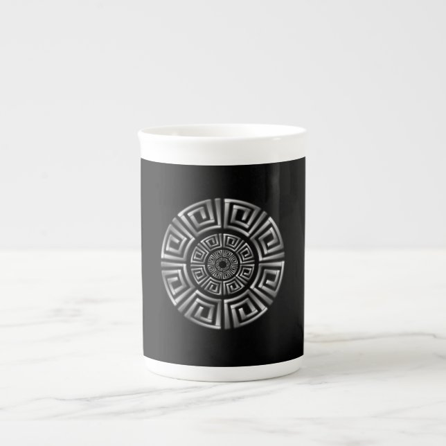 Grekiskt cirkelmotiv benporslin mugg (Framsidan)