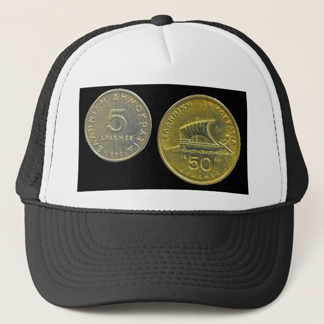 Grekiskt Drachmamynt Truckerkeps (Framsida)