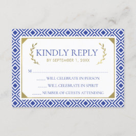 Grekiskt elegance Bröllop OSA Card, Blue Inbjudningar