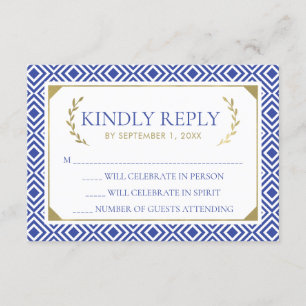 Grekiskt elegance Bröllop OSA Card, Blue Inbjudningar