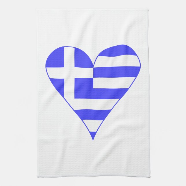 Grekiskt hjärta flagg Funky Kökshandduk (Vertikal)