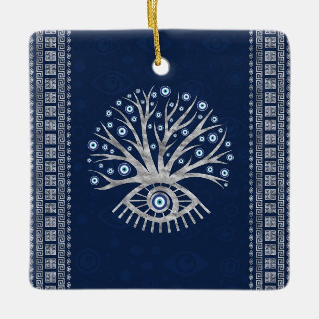 Grekiskt ögaträd - Mati Mataki - Matiasma silver Julgransprydnad Keramik (Framsida)