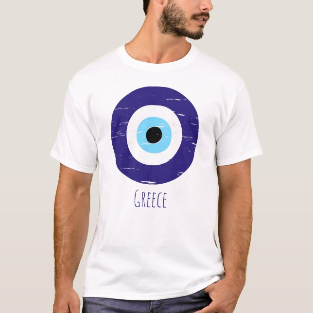 Grekiskt skydd mot Evil Öga Device Nazar Amulet T Shirt (Framsida)