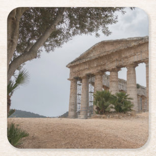 Grekiskt tempel på Segesta, Sicily Underlägg Papper Kvadrat