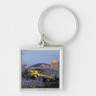 Grekland - Akropolis, Parthenon Fyrkantig Silverfärgad Nyckelring