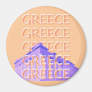 Grekland, Aten Travel Art, Orange Magnet