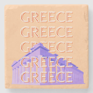 Grekland, Aten Travel Art, Orange Stenunderlägg