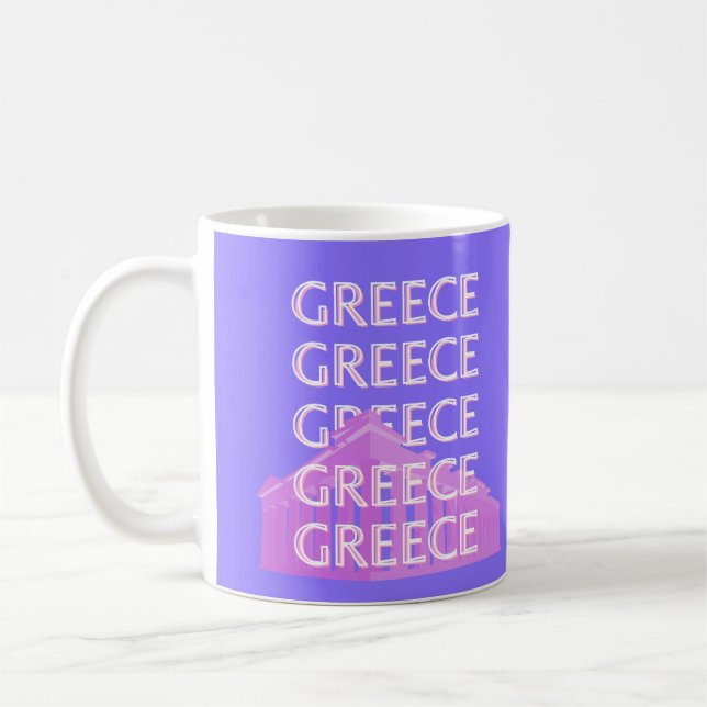 Grekland, Aten Travel Art, Retro Travel Art Kaffemugg (Vänster)