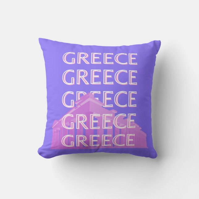 Grekland, Aten Travel Art, Retro Travel Art Kudde (Framsida)