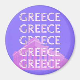 Grekland, Aten Travel Art, Retro Travel Art Magnet