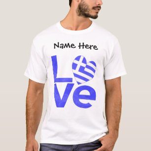 Grekland Blå KÄRLEK Hjärtflagga Personlig T Shirt