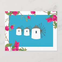 Grekland Bougainvillea Grekiska Öar Väderkvarnar Helg Vykort